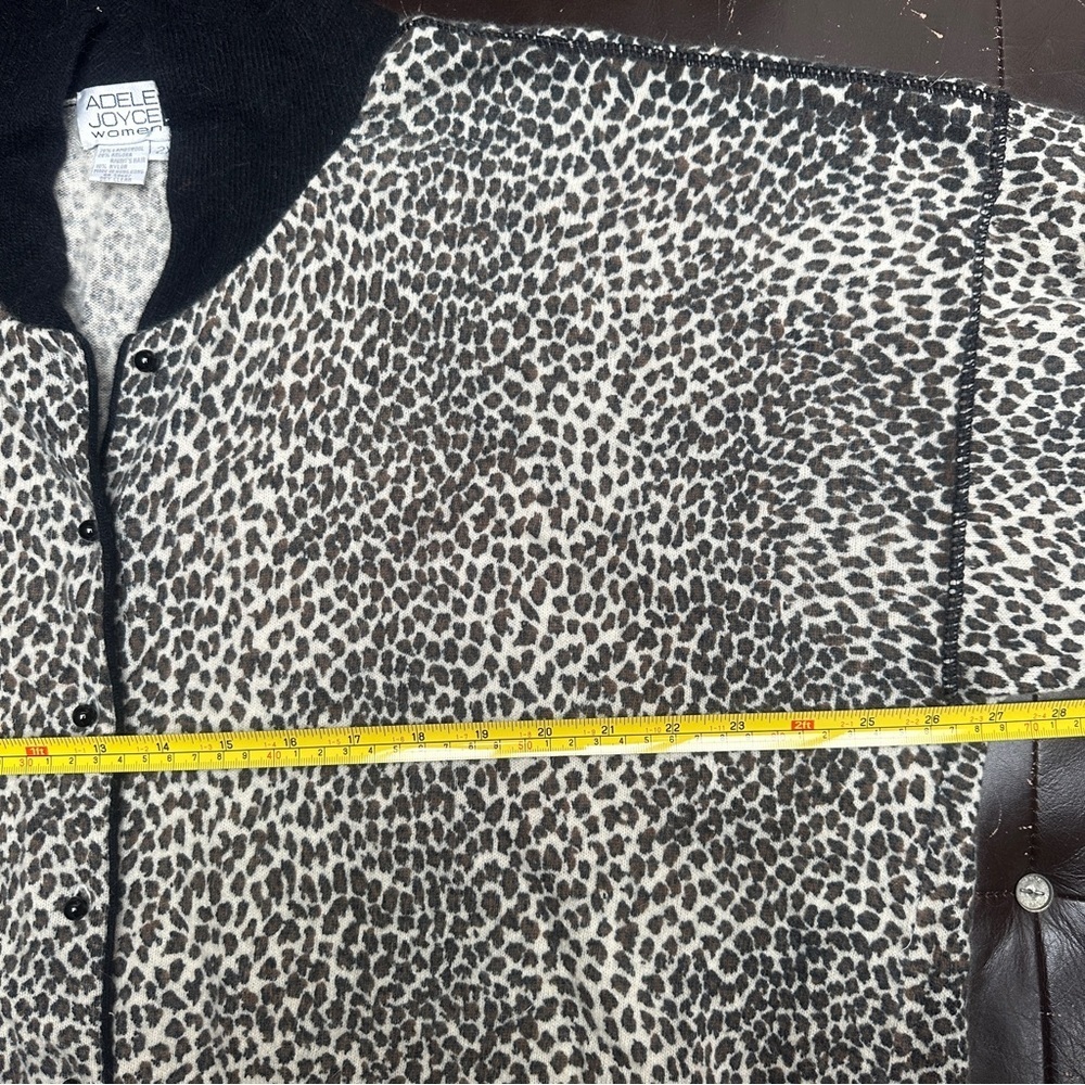 Adele Joyce Women Leopard Print Wool Blend Cardigan‎ Sweater Size 2X Vintage - Picture 6 of 7